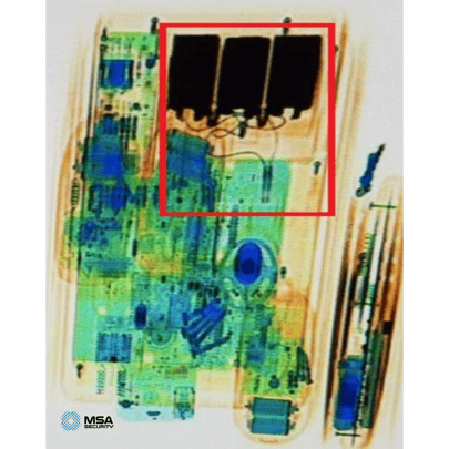 X-ray image of electronic device
