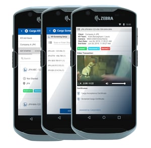 phone screens showing screening technology website pages