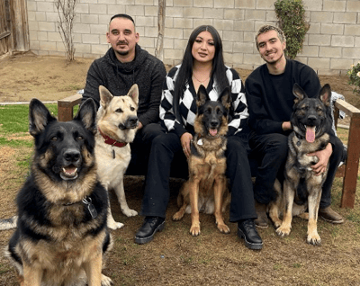 MSA Security Canine Handler and his family with four German Shepherds